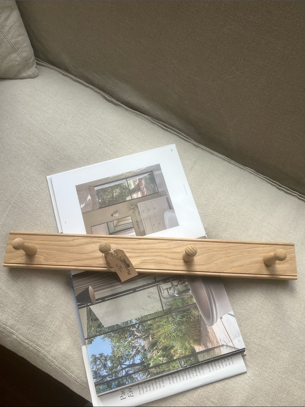 Natural Wood Wall Hook Rack
